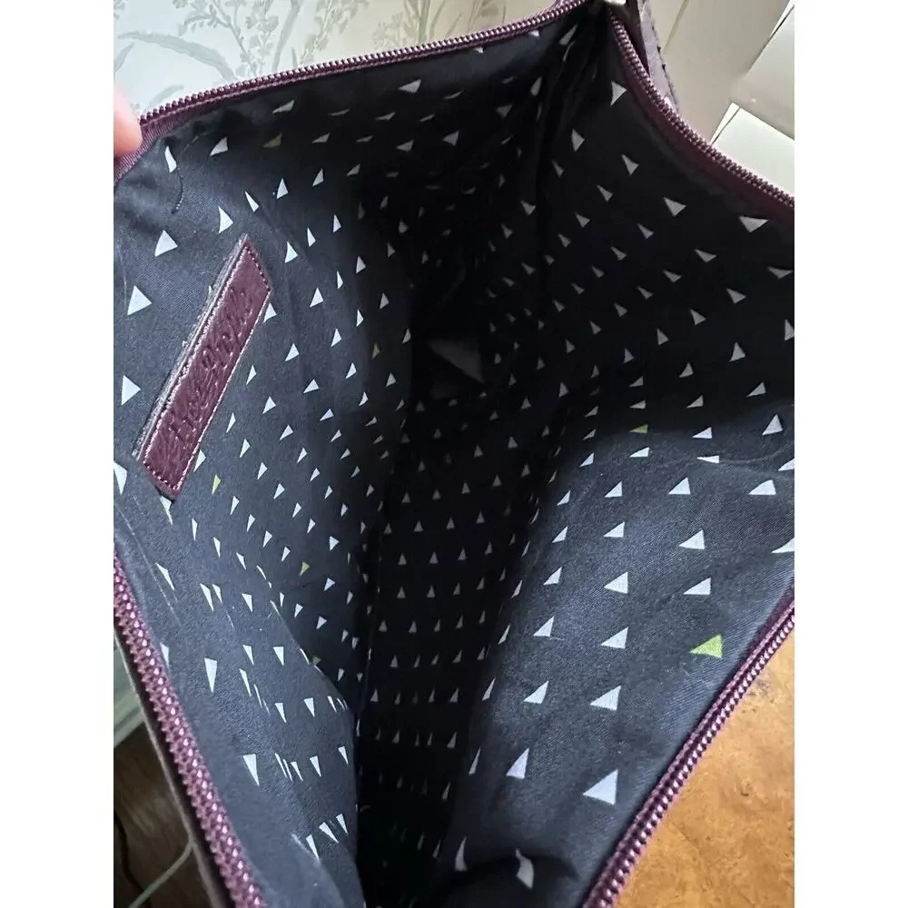 Free People Vegan Leather Soft Folio Laptop Case Bag Zipper Pouch Wine